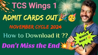 Wings1 Admit card November cycle out Download now Hall ticket nov exam tcs wings1 hallticket [upl. by Fulvia164]