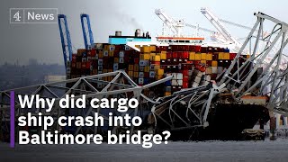 Baltimore bridge collapse after massive cargo ship collision [upl. by Emor]