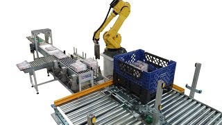 RECMI robotic case packing amp palletizing system  système de palettisation et dencaissage robotisé [upl. by Jeanette75]