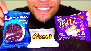 ASMR OREO MampMS REESES ICE CREAM SANDWICHES CHOCOLATE EATING SHOW SOUNDS MUKBANG REVIEW COMMERCIAL [upl. by Aliekat]