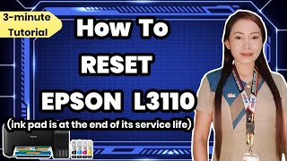 HOW TO RESET EPSON L3110 in 3MINUTES ink pad is at the end of its service life  Tutorial [upl. by Zackariah78]