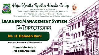 Countable Sets in Modern AnalysisMs H Habeeb Rani Assistant Professor of Mathematics [upl. by Ym]