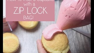 How to Frost Cupcakes with a Zip Lock Bag [upl. by Anoyet829]