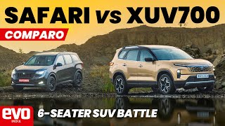 Tata Safari vs Mahindra XUV700  FWD vs AWD  6seater SUV comparo  evo India [upl. by Ardelis]