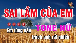 Karaoke Sai Lầm Của Em Tone Nữ  Nhạc Sống Nguyễn Linh [upl. by Valenba18]