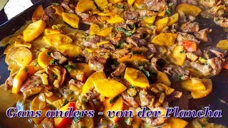 304 Gans anders Gänsebrust mit Äpfeln und Zwiebeln von der Plancha [upl. by Drexler]