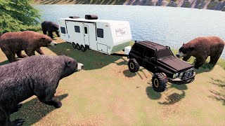 Camper attacked by bears at lake  Farming Simulator 19 camping and mudding [upl. by Avir]