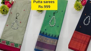 👑New arrivals ❤kanchi cotton sarees❤ plan putta work 👑saree length 620s Whatsapp9840622406 [upl. by Atteras]