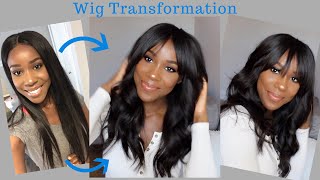 WIG TRANSFORMATION w bangs  Natural Look  TheLifestyleLuxe [upl. by Oigaib]