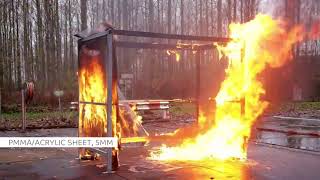 SABIC Fire Performance Video with LEXAN™ Polycarbonate Sheet vs other Material [upl. by Aitercul]