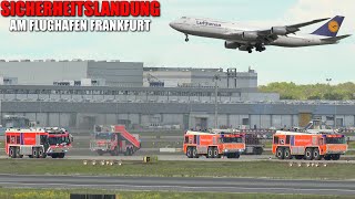 VOLLALARM FLUGHAFENFEUERWEHR FRANKFURT  Sicherheitslandung Lufthansa Boeing 747830 DABYI [upl. by Lanctot]