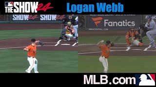 ⚾️ Logan Webb  MLB the Show 24 vs Real Game Pitching Motion [upl. by Annoiek72]