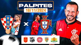 PALPITES DE FUTEBOL SEGUNDA 18 11 2024 ✅✅✅ [upl. by Oliva861]