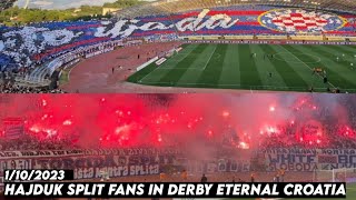 HAJDUK SPLIT FANS IN DERBY ETERNAL CROATIA  Hajduk Split vs Dinamo Zagreb 1102023 [upl. by Urbannal]