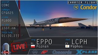 ✈ X Plane 11 Poznań EPPO  Paphos LCPH  CONCORDE Colimata  xAmbience M202 FL600 [upl. by Serene]