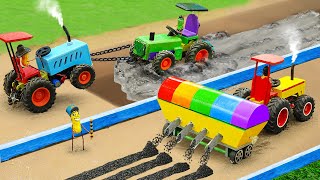 Diy tractor mini Bulldozer making Seeder Machine  rescues diy Tractor Stuck in mud  HP Mini [upl. by Market]