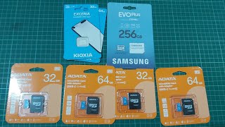 UNBOXING REVIEW ADATA MEMORY CARD MICROSDHC V10 UHSI 32GB 64GB  SAMSUNG  KIOXIA  SHOPEE [upl. by Alathia]