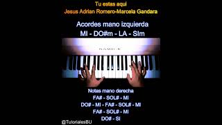 Tú Estás AquíJesús Adrián RomeroMarcela GándaraTutorial Piano quotacordes y melodiaquotNivel FACIL [upl. by Aleac]