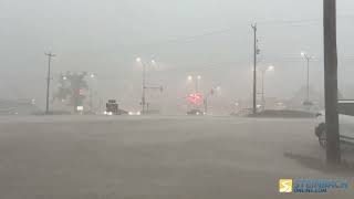 Severe thunderstorm accompanied by a tornado warning rolls over the Southeast [upl. by Loziram]