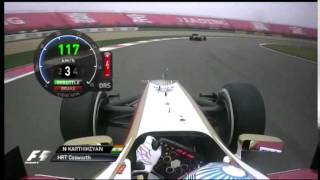 F1 2012 Narain Karthikeyan HRT F112 on board China Shanghai [upl. by Jyoti952]