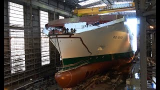 4K  Irish Ferries Newbuild WBYEATS Naming  Launching Ceremomy at FSG Flensburg [upl. by Adiaros]