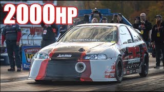 2000HP 20L Honda Civic 212MPH on 85PSI  Worlds Fastest FWD amp New AWD BSeries Record [upl. by Ahsiekahs143]