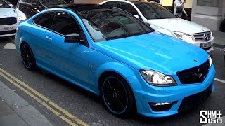 Baby Blue Mercedes C63 with IPE Exhaust  Slide and Lots of Noise [upl. by Aneej]