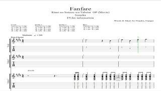 FULL 【TAB】 Kimi no Suizou wo Tabetai  Fanfare ファンファーレ [upl. by Yssim]