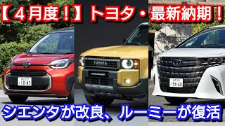 【トヨタ】4月度の最新納期、新型車情報！シエンタが一部改良！ランクル250の発売日、生産開始日が判明！ [upl. by Ahcsap989]