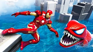 GTA 5 Iron Man Epic JumpsFails amp Ragdolls vs SPIDER SHARK Euphoria Ragdolls [upl. by Fried237]