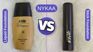 Nykaa skin genius  Nykaa Liquid Foundation Vs Foundation Stick  Nykaa foundation stick [upl. by Drusus]