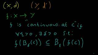 Topology 6 Continuity of Functions Between Metric Spaces Part 1 [upl. by Vassaux]