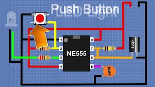 555 timer projects🐇ledPush Button On Off Switch Circuit🐇battery🐇dc motor circuit diagram [upl. by Redmer]