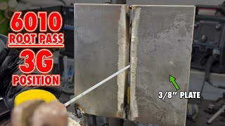 Stick Welding a 3G Root Pass on a 38quot Plate  Welding School for Beginners [upl. by Ujawernalo]