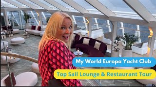 MSC World Europa Yacht Club Lounge and Restaurant Tour [upl. by Illa788]