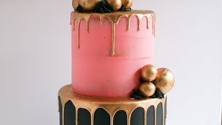 Gold Sphere Gold Drip Cake Tutorial Rosies Dessert Spot [upl. by Verla]