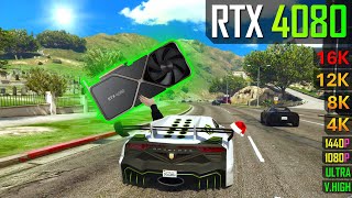 RTX 4080 in GTA 5  1080p 1440p 4K 8K 12K and 16K [upl. by Anauq]