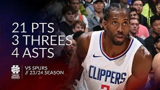 Kawhi Leonard 21 pts 3 threes 4 asts vs Spurs 2324 season [upl. by Dabney]