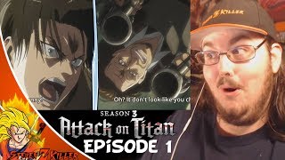 Attack On Titan Season 3 Episode 1 English Sub  Levi Fights Kenny Coming up REACTION [upl. by Sirahc]