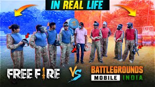 Free Fire Vs Battleground Mobile India in Real Life Clash Squad TDM Mode Two side Gamers Vlogs 49 [upl. by Otilesoj916]