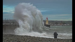 Storm Babet Batters Cornwall  Newlyn Mousehole Big Waves High Winds [upl. by Birck241]