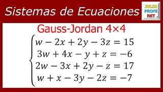 Sistema de ecuaciones lineales 4×4 por GaussJordan [upl. by Maisey778]