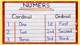 Cardinal and Ordinal Numbers  Learn Cardinal and Ordinal Numbers 1 to 20 304050 etc [upl. by Yasmin]