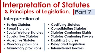 Interpretation of Statutes amp Principles of Legislation LLB Syllabus Revision Notes Lecture  Part 7 [upl. by Ottilie]