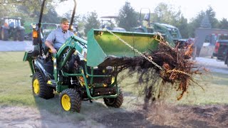 CHEAP amp EASY Deere 1025R with Toothbar RIPPING Out Stumps Cost Effective Removal [upl. by Brey]