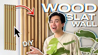 How I made my cheap WOOD SLAT WALL for 31 dollars [upl. by Rowney]