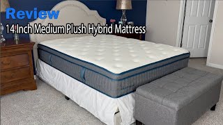 Gel Memory Foam Mattress Review  14 Inch Medium Plush Hybrid Mattress [upl. by Brocky]