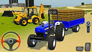 Drive JCB and Unloading Cargo From Tractor Trolley  Indian JCB Simulator 3D Android Gameplay [upl. by Aetnuahs]