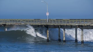 Closed Ocean Beach Pier suffers more damage from high surf [upl. by Berghoff]