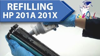 How to Refill HP 201A 201X Cartridges for M252 M252dw M277 M277dw Printers [upl. by Nylkaj]